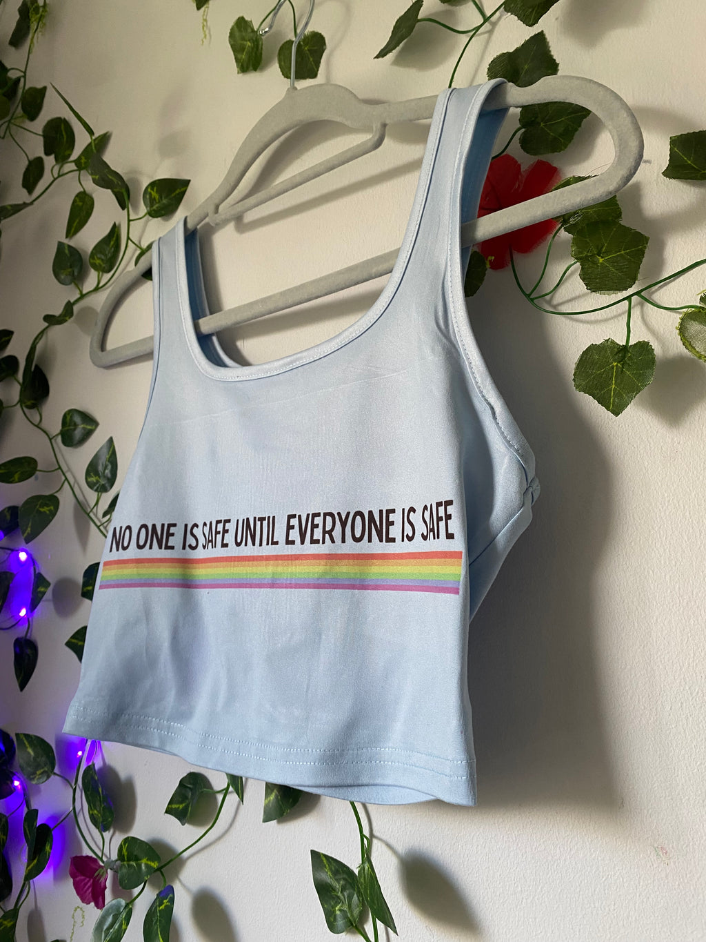 “No One Is Safe Until Everyone Is Safe” Crop Top – Sky Blue